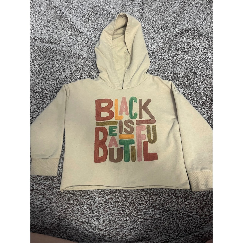 Well Worn Los Angeles Kids Beige Black Is Beautiful Graphic Hoodie Sweatshirt 4T